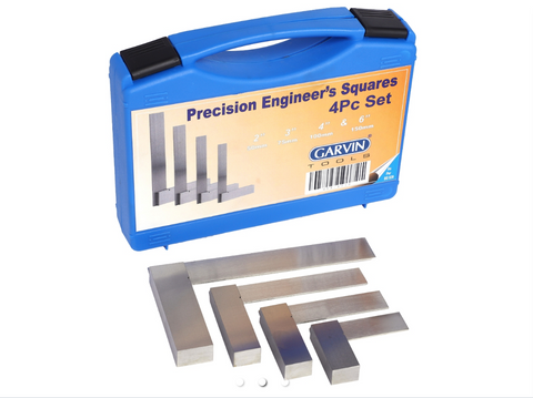 Engineers Steel Square Set 4pc - 2, 3, 4- & 6-Inch Squares