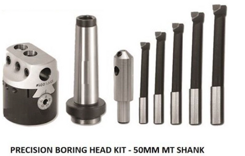 Precision Boring Head Kit - 50 mm with MT3 Shank and 5 Boring Bars + Fly Cutter