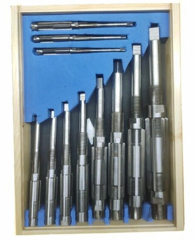 11 Pcs Adjustable Reamer Set H4 - H14 Size 11.90 mm to 38.10 mm in Wooden Box